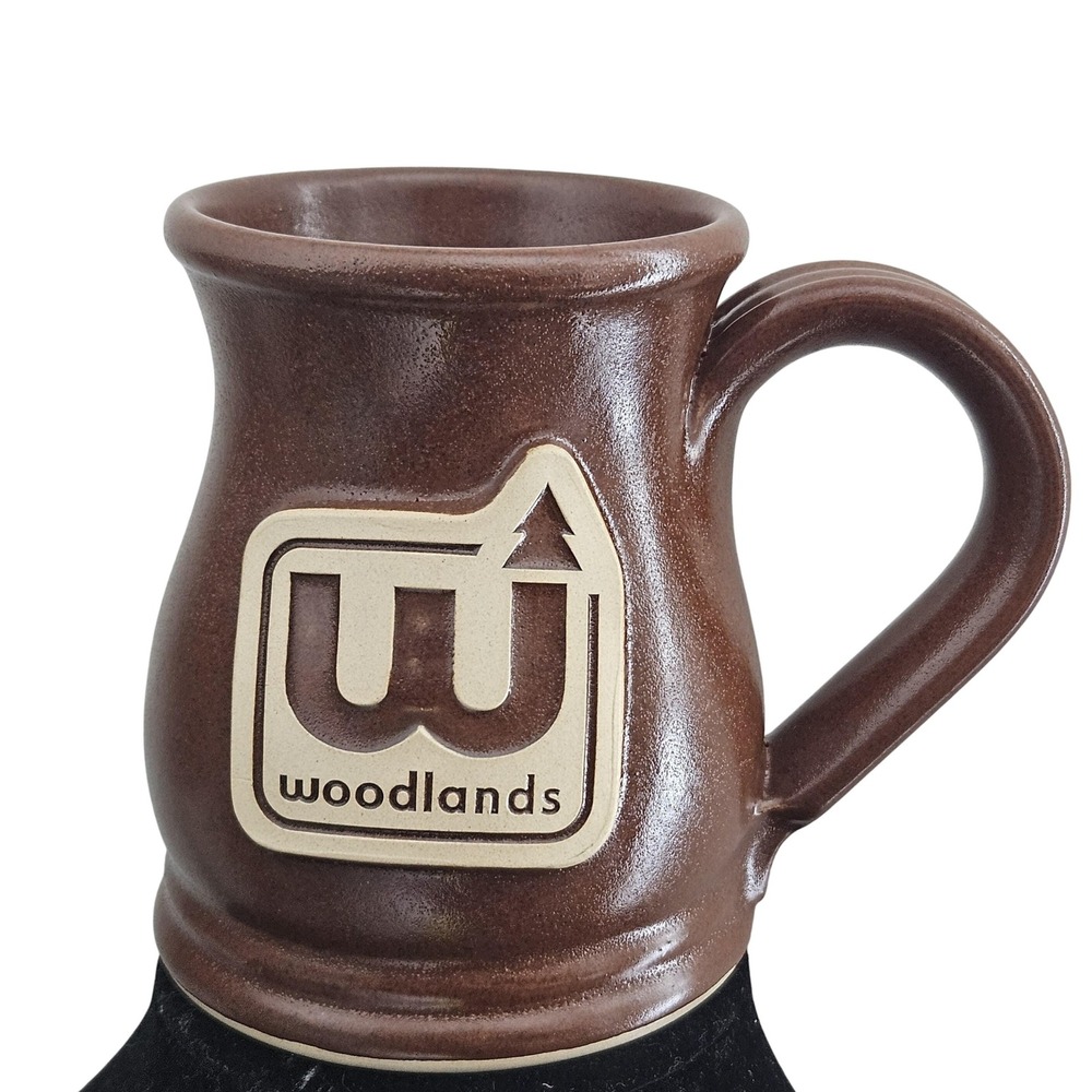Wide bottom mug woodlands pottery made in the USA brown coffee cup